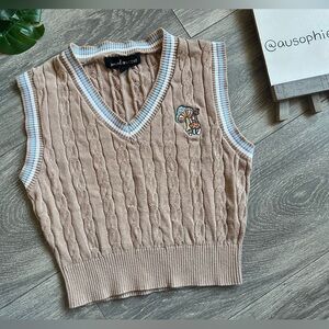 Social Scene Cable Knit Cropped Mushroom Sweater Vest Size XS
